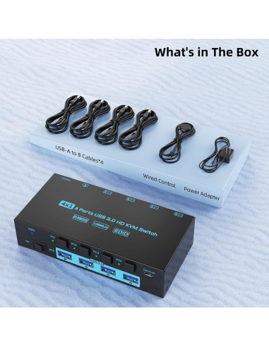 Interruptor KVM HDMI ANXQQ 4 Puertos 8K 60Hz USB 3.0