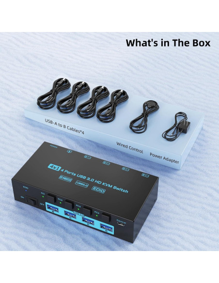 Interruptor KVM HDMI ANXQQ 4 Puertos 8K 60Hz USB 3.0