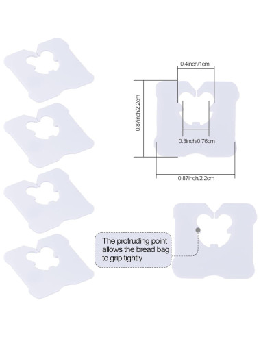 100 Clips de Plástico Reutilizables Sarini para Pan Blanco