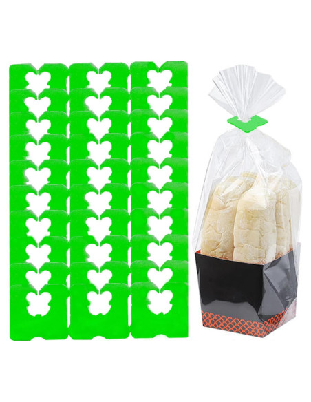 100 Clips de Bolsa de Pan Reutilizables Howinn Verde 3.2x3.2cm