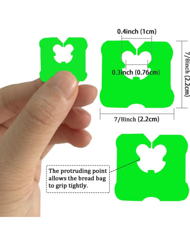 100 Clips de Bolsa de Pan Reutilizables Howinn Verde 3.2x3.2cm