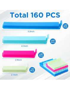 160 Clips de Plástico para Sellar Bolsas - Blushtier - 4 Tamaños 2