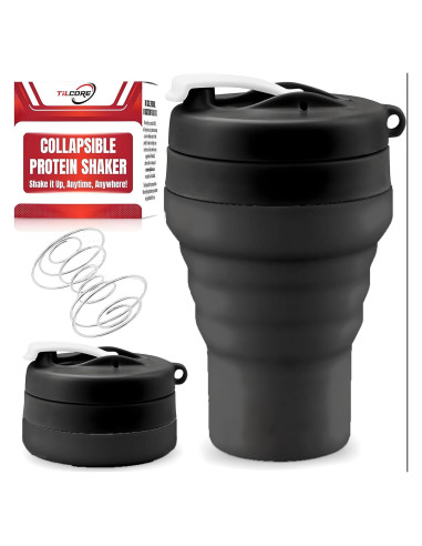 Botella Mezcladora Plegable Tilcore 600ml Silicona a Prueba de Fugas