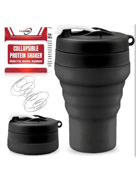 Botella Mezcladora Plegable Tilcore 600ml Silicona a Prueba de Fugas