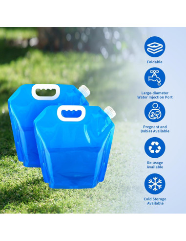 5 Pcs Bolsa de Agua Plegable MATUFF 4.9 Litros Sin Fugas