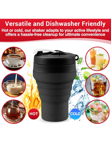 Botella Mezcladora Plegable Tilcore 600ml Silicona a Prueba de Fugas