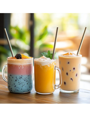 Juego de Popotes Reutilizables FIDELLI de Acero Inoxidable - 3 Piezas