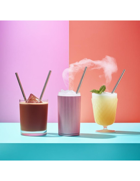 Juego de Popotes Reutilizables FIDELLI de Acero Inoxidable - 3 Piezas