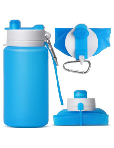 Botella de Agua Plegable MCOMCE 550ml Libre de BPA Azul