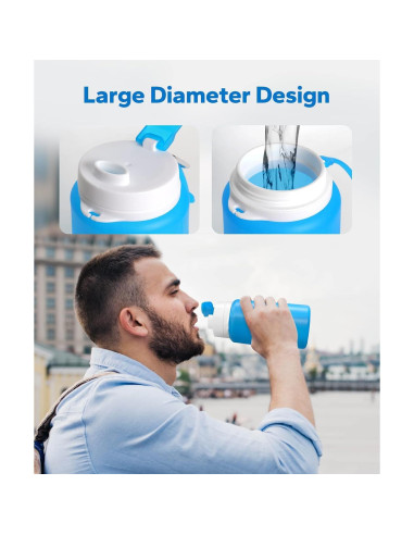 Botella de Agua Plegable MCOMCE 550ml Libre de BPA Azul