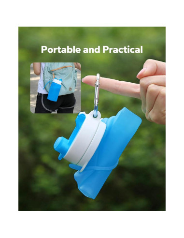 Botella de Agua Plegable MCOMCE 550ml Libre de BPA Azul