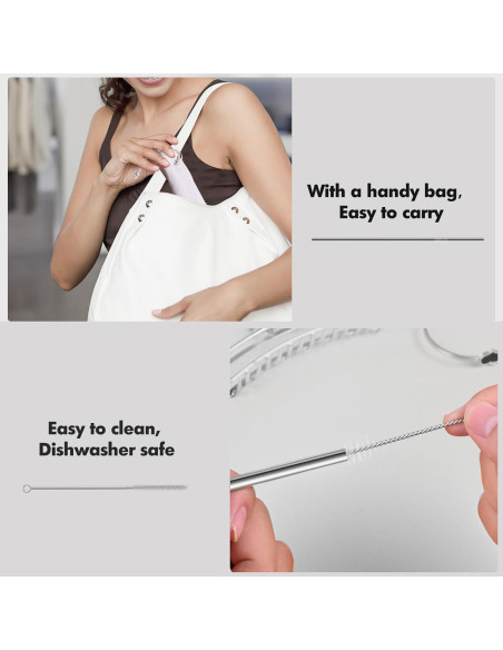 Popotes de Acero Inoxidable Keecomfy 30.99 cm Reutilizables 8 Unidades