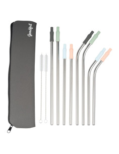 Set de Popotes Reutilizables Goodful Acero Inoxidable 8 Piezas