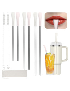 Popotes Antienvejecimiento Reutilizables OUTXE 6 Pcs Acero Inoxidable