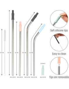 Set de Popotes Reutilizables Goodful Acero Inoxidable 8 Piezas 2