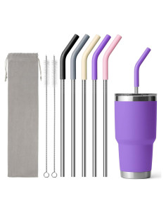 Popote de Acero Inoxidable Diumepo 30 oz con Punta de Silicona