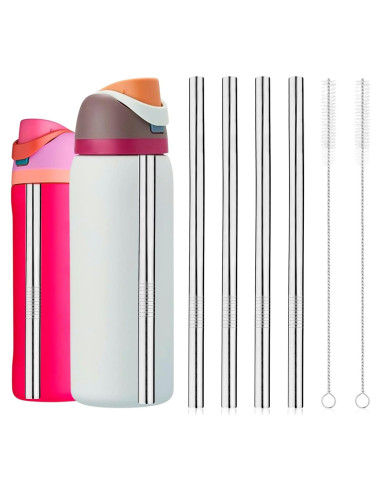 4 Pajitas de Acero Inoxidable Lasuroa para Botellas Owala 24oz 32oz