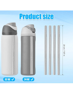 4 Pajitas de Acero Inoxidable Lasuroa para Botellas Owala 24oz 32oz 2