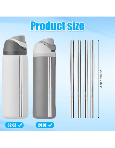4 Pajitas de Acero Inoxidable Lasuroa para Botellas Owala 24oz 32oz
