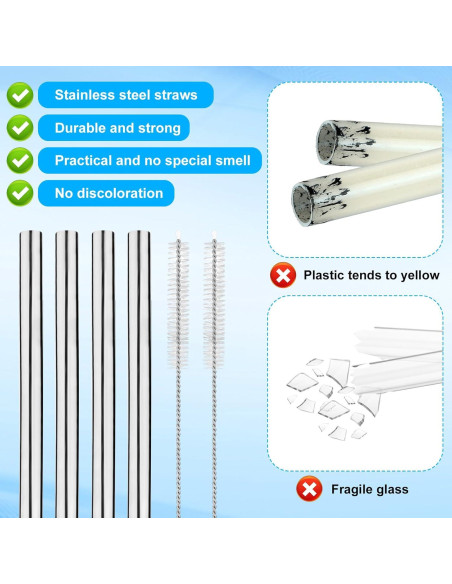 4 Pajitas de Acero Inoxidable Lasuroa para Botellas Owala 24oz 32oz