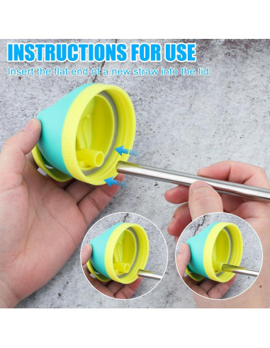 4 Pajitas de Acero Inoxidable Lasuroa para Botellas Owala 24oz 32oz