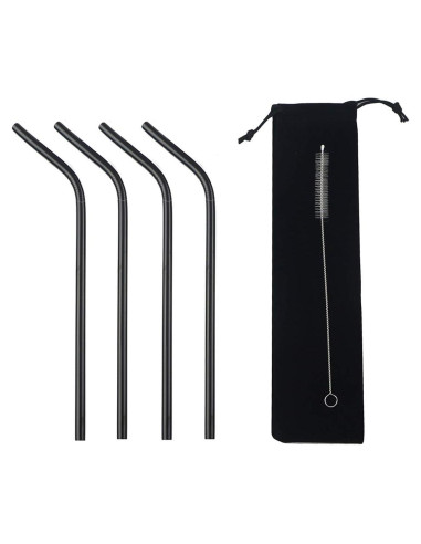 Set de Popotes de Metal Reutilizables Gugrida 4 Doblados 21.5cm