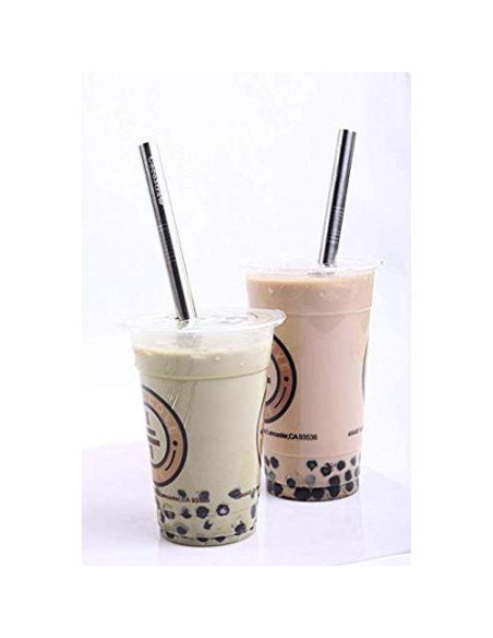 Popotes de Acero Inoxidable Extra Ancho CocoStraw 12mm x 24.2cm