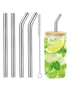 Pajitas de Acero Inoxidable Vannise Set de 4 Jumbo 1.02 cm