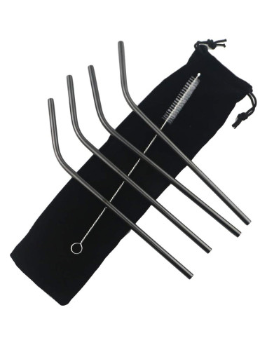 Set de Popotes de Metal Reutilizables Gugrida 4 Doblados 21.5cm