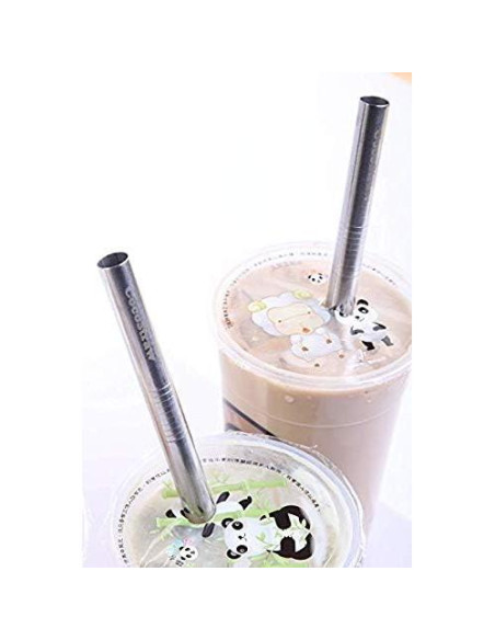 Popotes de Acero Inoxidable Extra Ancho CocoStraw 12mm x 24.2cm
