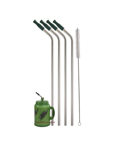 4 Popotes Jumbo Acero Inoxidable CocoStraw 35.56 cm + Puntas
