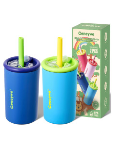 Pack de 2 Tazas de Acero Inoxidable Gencywe 12 oz para Niños