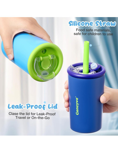 Pack de 2 Tazas de Acero Inoxidable Gencywe 12 oz para Niños