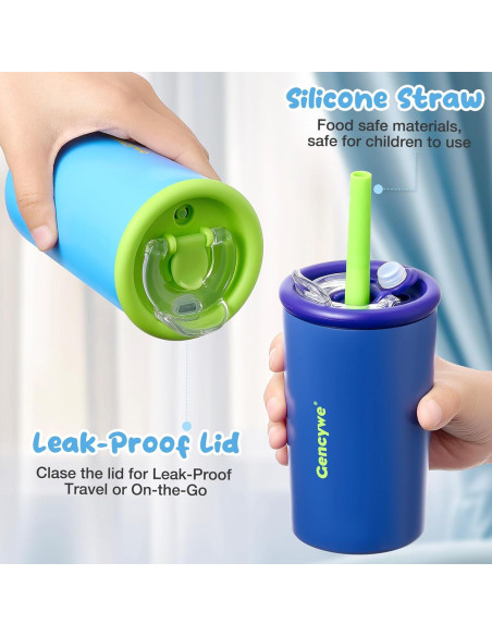 Pack de 2 Tazas de Acero Inoxidable Gencywe 12 oz para Niños