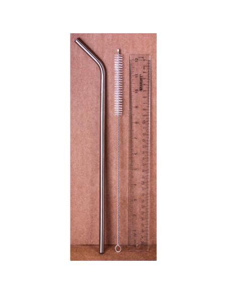 4 Popotes Jumbo Acero Inoxidable CocoStraw 35.56 cm + Puntas