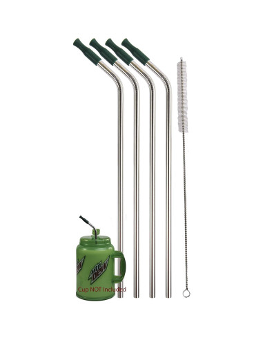 4 Popotes Jumbo Acero Inoxidable CocoStraw 35.56 cm + Puntas