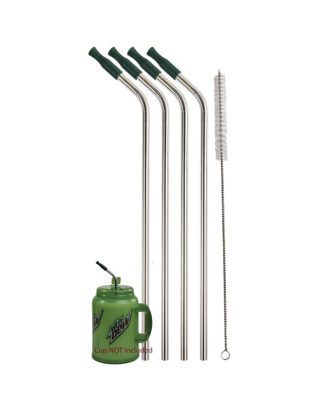 4 Popotes Jumbo Acero Inoxidable CocoStraw 35.56 cm + Puntas