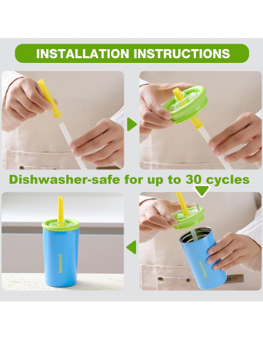 Pack de 2 Tazas de Acero Inoxidable Gencywe 12 oz para Niños