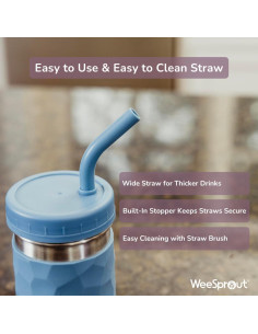 Tazas 2-en-1 WeeSprout para Niños - Acero Inoxidable 8 oz 2