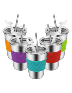 Tazas de Acero Inoxidable Yummy Sam 12oz con Pajitas - 5 Piezas