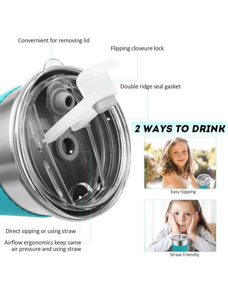 Tazas de Acero Inoxidable Yummy Sam 12oz con Pajitas - 5 Piezas