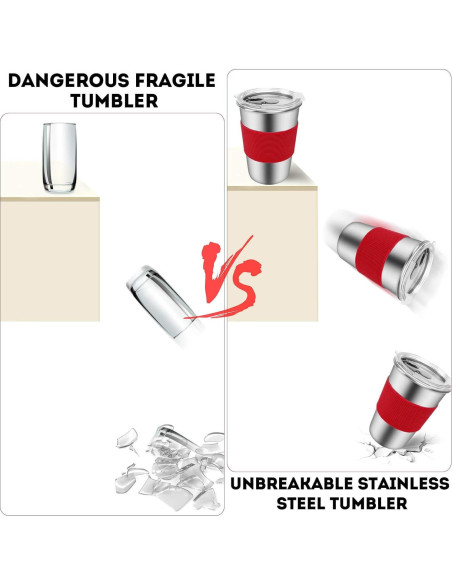 Tazas de Acero Inoxidable Yummy Sam 12oz con Pajitas - 5 Piezas