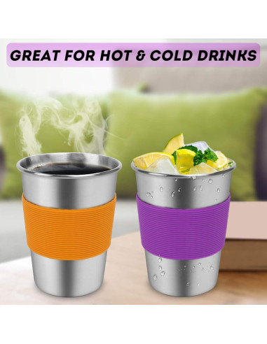 Tazas de Acero Inoxidable Yummy Sam 12oz con Pajitas - 5 Piezas