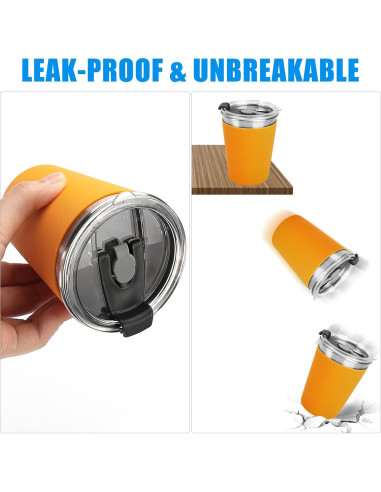 5 Vasos de Acero Inoxidable ShineMe 12oz con Pajitas Silicona