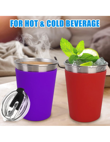 5 Vasos de Acero Inoxidable ShineMe 12oz con Pajitas Silicona