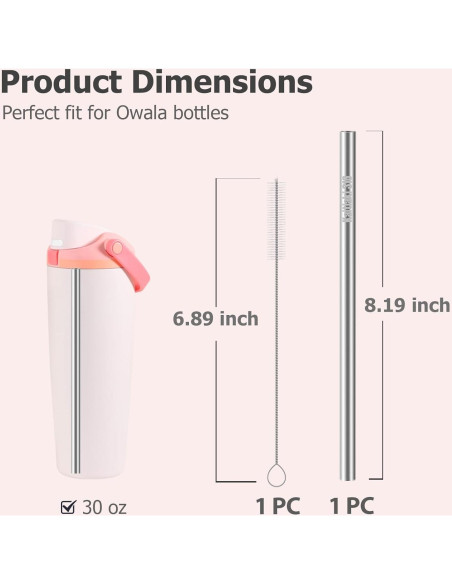 Popotes de Acero Inoxidable Kaitiaki 30oz 8.19" Ecológicos