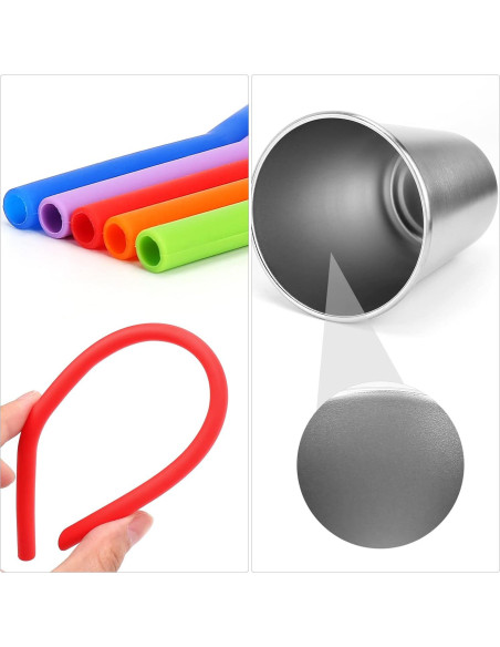 5 Vasos de Acero Inoxidable ShineMe 12oz con Pajitas Silicona