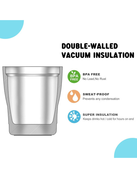 Vasos para Niños Mollcity 2 Paquete 266ml Acero Inoxidable