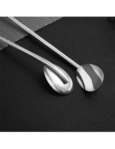 Pajitas Cucharas de Acero Inoxidable Sorfia 2 en 1 21.3 cm 2