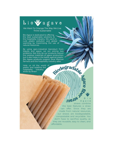 Pajitas Biodegradables BIO AGAVE 150 Pcs 15 cm Cortas